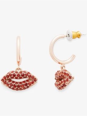 Nwt Kate spade Red Pave Lip Hoop Drop Earrings - Women's Jewelry